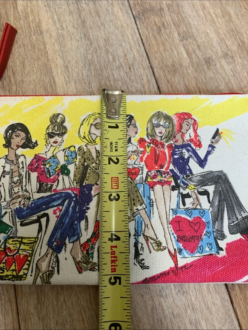 Brighton Canvas Cosmetic Pouch with Fashion-Illustration and Red Zip